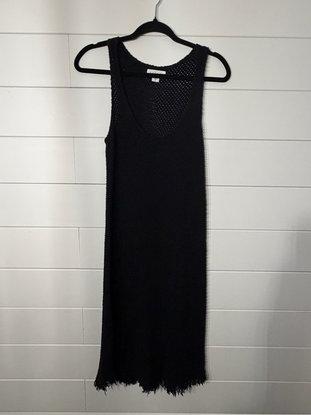 Velvet by Graham and Spencer Crochet Knit Black Tank Dress